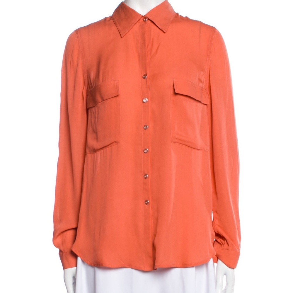 L’Agence Women's Orange Button-Up Blouse